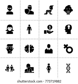 Human icons. vector collection filled human icons. includes symbols such as coin on hand, woman, man, user and computer, insurance, baby. use for web, mobile and ui design.