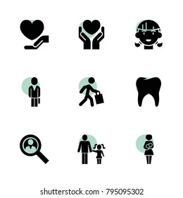 Human icons. vector collection filled human icons set.. includes symbols such as user search, businessman, health insurance, girl. use for web, mobile and ui design.