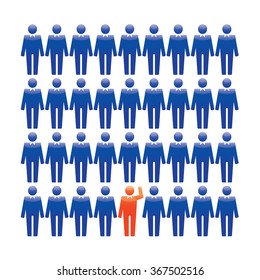 Human Icons. Vector Illustration. Office Team and Leader.