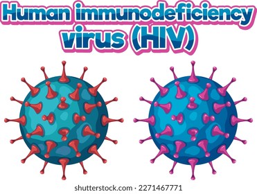 Humanes Immundefizienzvirus (HIV) auf weißem Hintergrund, Abbildung