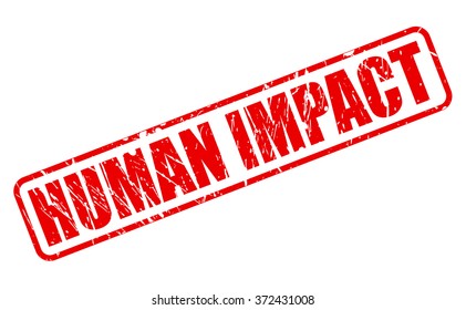 HUMAN IMPACT red stamp text on white