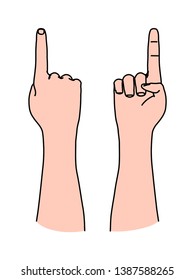 Human index finger directing upward as illustration of moving up, pointing, touching, showing or pushing