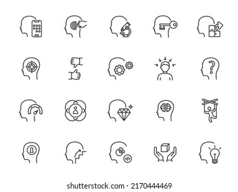 Human individuality line icon set. User person individual people