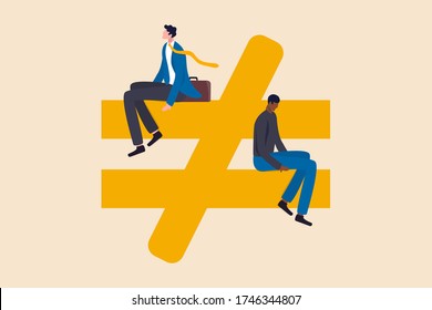 Human inequality and injustice, discrimination and racism as global social issue concept, upper class business man sitting on top of injustice, unfairness symbol with person of color at the bottom.