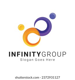 Diseño del logotipo del grupo Infinity humano Personas con Logotipo Infinito Conectado