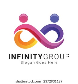 Human Infinity Group Logo Design People Connected Infinite Logotype