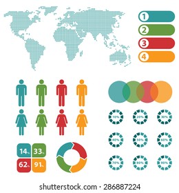Human Infographic . Vector illustration . World map and information graphics and statistics .