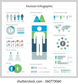 Human infographic vector illustration. World Map and Information Graphics
