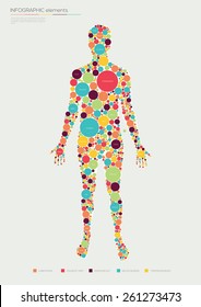 Human infographics made of circles. Flat design. Vector illustration
