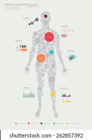 Human infographics made of circles. Flat design. Vector illustration 