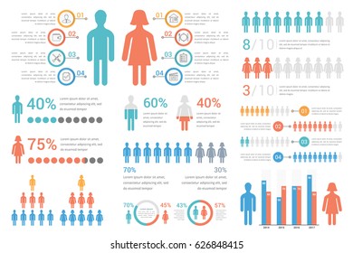 Human Infographics for reports and presentations, vector eps10 illustration