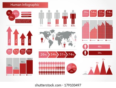 Human infographics set vector illustration. World Map and Information Graphics 