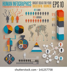 Human infographics.Retro infographics set.