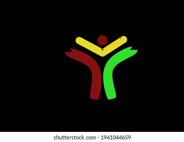 Human initials Y letter logo vector with red, yellow and green outline