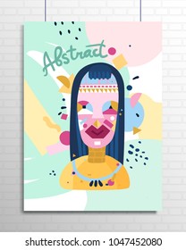 Human inner world personality symbolic poster depicting young woman analytical and emotional thoughts feelings abstract vector illustration 