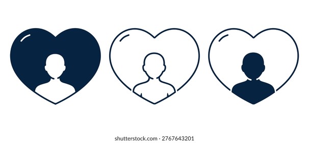 Human Inside Heart Icon. Love Relationship and Emotional Connection. Vector Illustration