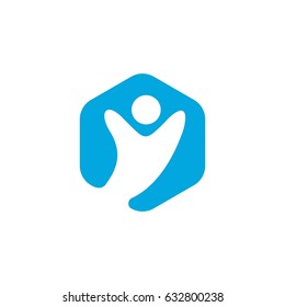 Human Inside Hexagon Logo Concept