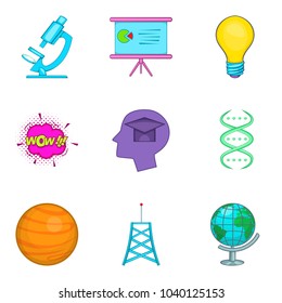 Human intellect icons set. Cartoon set of 9 human intellect vector icons for web isolated on white background
