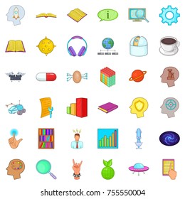 Human intelligence icons set. Cartoon style of 36 human intelligence vector icons for web isolated on white background