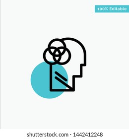 Human Intelligence, Human, Intelligent, Head turquoise highlight circle point Vector icon