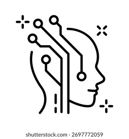 La inteligencia humana se encuentra con la conexión de IA, icono de la cabeza neuronal