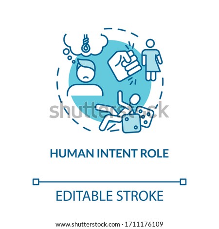 Human intent, mental activity role concept icon. Trauma cause, psychological factor, depression result idea thin line illustration. Vector isolated outline RGB color drawing. Editable stroke