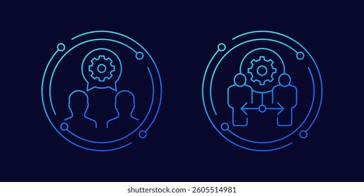 human interaction icons, linear design