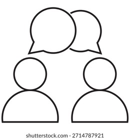 Ícone de comunicação da rede de interação humana Ilustração de linha mínima mostrando as pessoas conectadas em uma rede de comunicação, representando o trabalho em equipe, a discussão e os conceitos de interação humana.EPS10AI.

