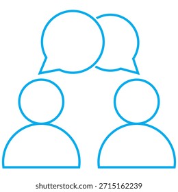 Human Interaction Network Communication Icon Minimal line illustration showing people connected in a communication network, representing teamwork, discussion, and human interaction concepts.EPS10AI.

