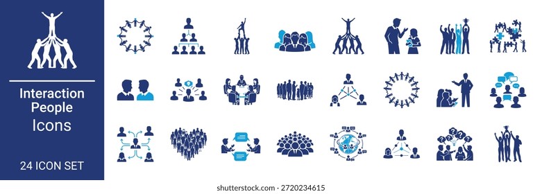Personas de interacción humana Conjunto de iconos de conexión Trabajo en equipo, Comunicación, Siluetas de red