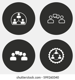 Human interaction vector icons set. White illustration isolated for graphic and web design.