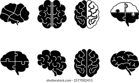 Human internal organ anatomy brain con Set. Brain mental healthcare sign collection flat and line vector isolated on transparent background. Science symbol skin layer intestine linear Pictogram.