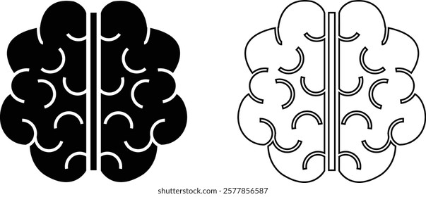 Human internal organ anatomy brain con Set. Brain mental healthcare sign collection flat and line vector isolated on transparent background. Science symbol skin layer intestine linear Pictogram.