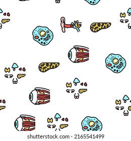 Human Internal Organ Anatomy Vector Seamless Pattern Thin Line Illustration