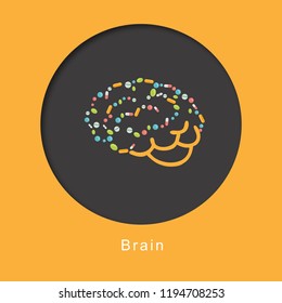 Human internal organ brain on orange background