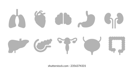 Human internal organ icon set, organs of human isolated on white background