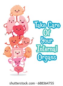 Human Internal Organs Cartoon Characters Funny Together, Physiology, Structure, Medical Profession, Morphology, Healthy
