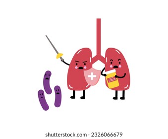 Human internal organs cartoon illustration. Cartoon human organs, heart, liver, stomach, lungs, uterus, brain, eye, and reproductive system. Organs versus diseases and against illness. 