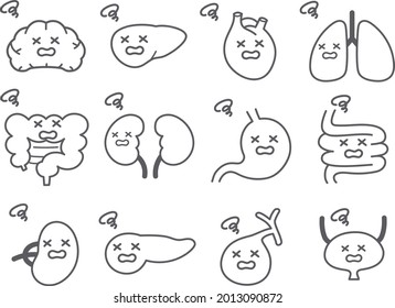 Human internal organs and organs' character icons