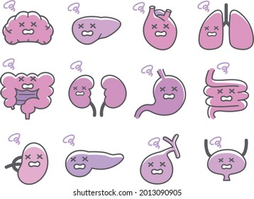 Icons von menschlichen inneren Organen und Organen