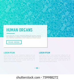 Human internal organs concept with thin line icons. Vector illustration for banner, web page, print media.