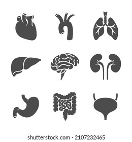 Human internal organs icon set in a modern, simple, flat style. Healthcare medicine concept . Vector illustration.