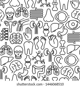 Human internal organs seamless pattern with thin line icons. Vector illustration for background of banner, web page, print media.