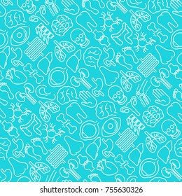 Human internal organs seamless pattern with thin line icons. Vector illustration for banner, web page, print media.
