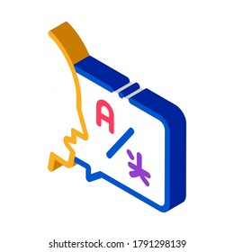 Human Interpreter Translator Icon Vector. Isometric Tourist Or Business Trip For Translator, Help For Communication sign. color isolated symbol illustration
