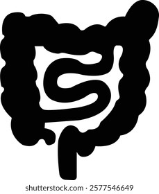 Human intestine flat icon. Gastric organ, digestive intestine illustration sign. Human body related internal organ. Anatomical intestine symbol on isolated transparent background. Human anatomy.