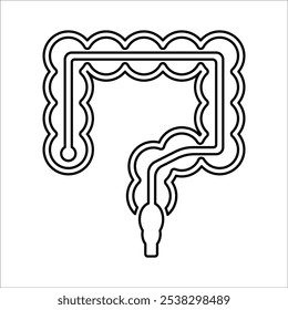 Icono del intestino humano Gráficos de Vector de línea