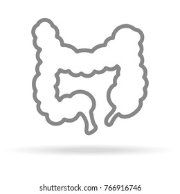 Human Intestine Icon In Trendy Thin Line Style Isolated On White Background. Medical Symbol For Your Design, Apps, Logo, UI. Vector Illustration, Eps10.