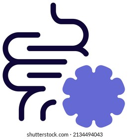 Human intestine infected with a stomach virus