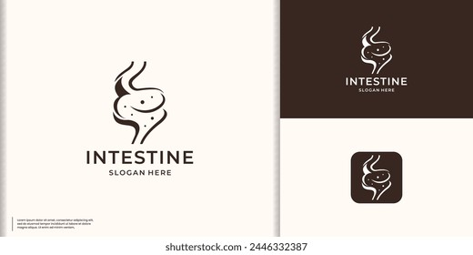 Medizinische Struktur des menschlichen Darms. Vektorgrafik Logo Intestines Design Inspiration.